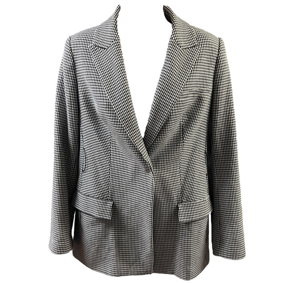 Express Blazer Small Black White Houndstooth Tailored Professional Chic - Picture 1 of 13